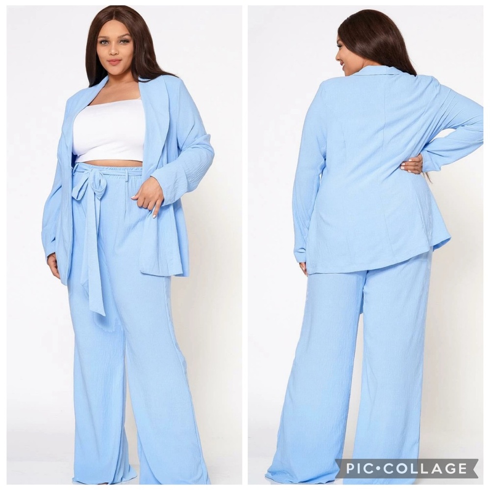 Light Blue Two-Piece Suit Set
